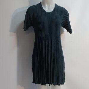 Womens Cooperative Hunter Green Ribbed Short Sleeve Sweater Dress L